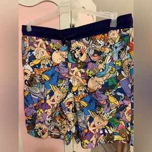 Looney tunes mens/boys size Large swim trunks. Lined. Drawstring waist. NWT